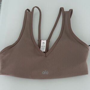 ALO Yoga Brown Ribbed Sports Bra